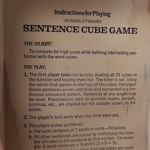 Vintage 1971 scrabble sentence cube game - Picture 2 of 5